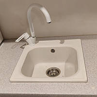 Квадратна гранітна мийка Valetti Europe модель №1 біла 4443