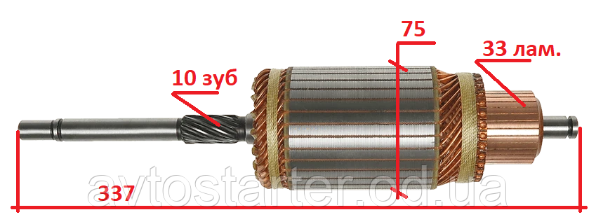 Якір стартера (ротор) ETALON БАЗ А079 CATERPILLAR DAF CHEVROLET IVECO MAN MERCEDES RENAULT SCANIA VOLVO 24V