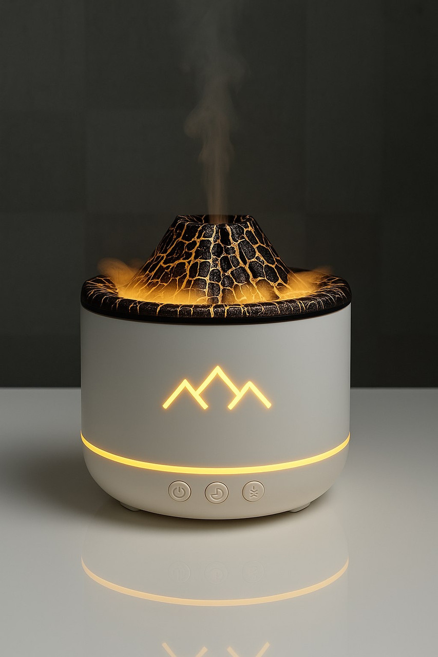 Ультразвуковий зволожувач повітря Volcano "EL-19v" з ефектом полум'я та двоколірним нічником, білий