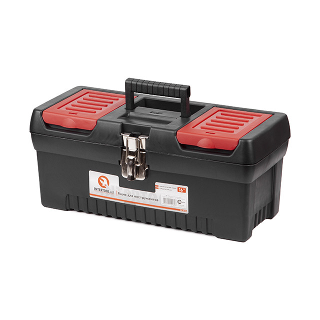 Ящик для  інструментів з металевими замками, 16", 396*216*164 мм INTERTOOL BX-1016