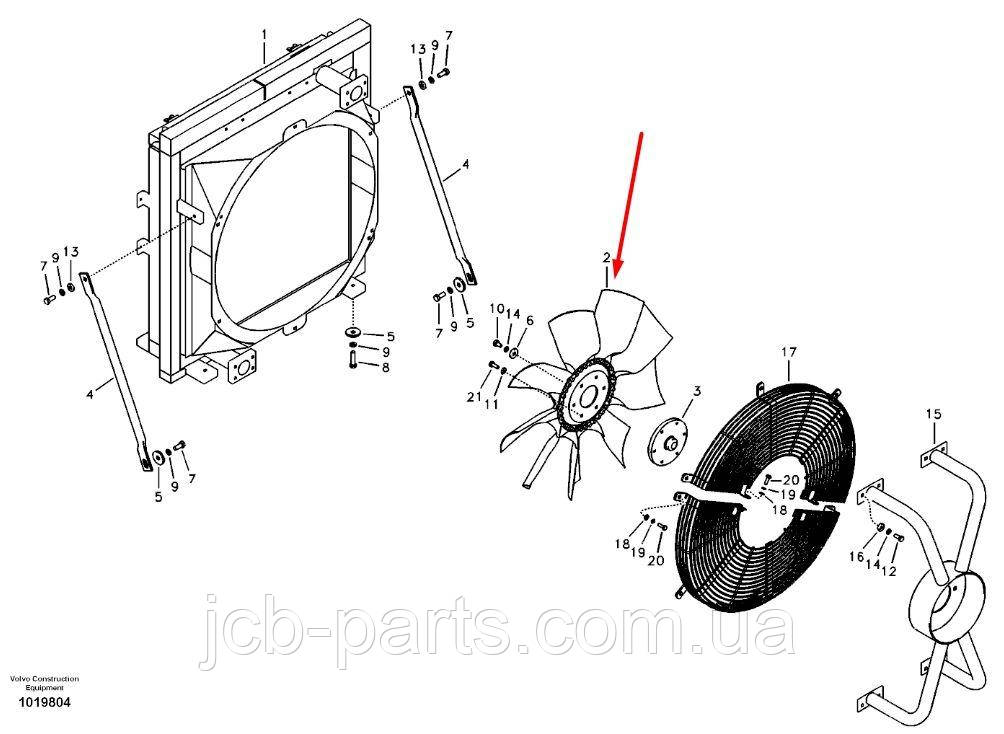 Volvo 11110731 Крильчатка для двигуна D12 екскаватора EC360