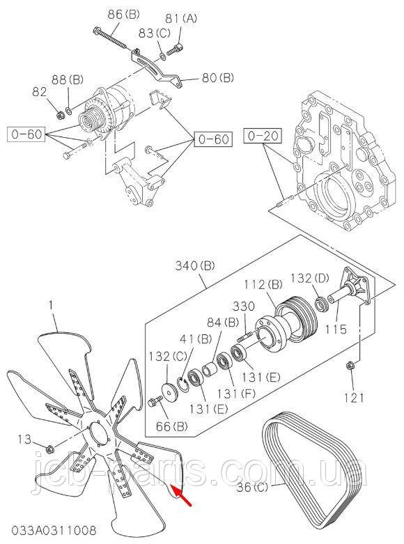 Hitachi 1136603690 Крильчатка для двигуна Isuzu 6WG1 6WG1T, екскаваторів ZX450-3 ZX470H-3