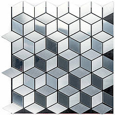 Самоклеюча алюмінієва плитка ромби срібло 300х300х3мм SW-00001933