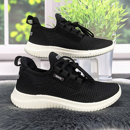 Кросівки жіночі Progress чорні на білій підошві текстильні сітка 4842, фото 1