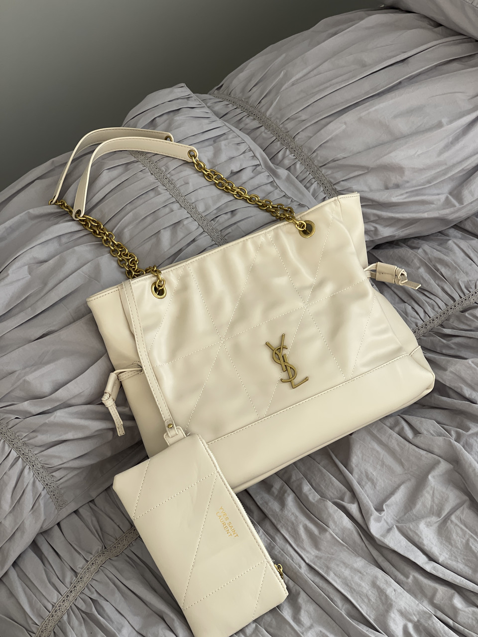 Сумка Saint Laurent Jamie in Leather молочний, фото 1