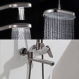 Душова система GAPPO G2410-9 латунний корпус настінна з тропічним душем ручна лійка 3 режима покриття Графіт, фото 2