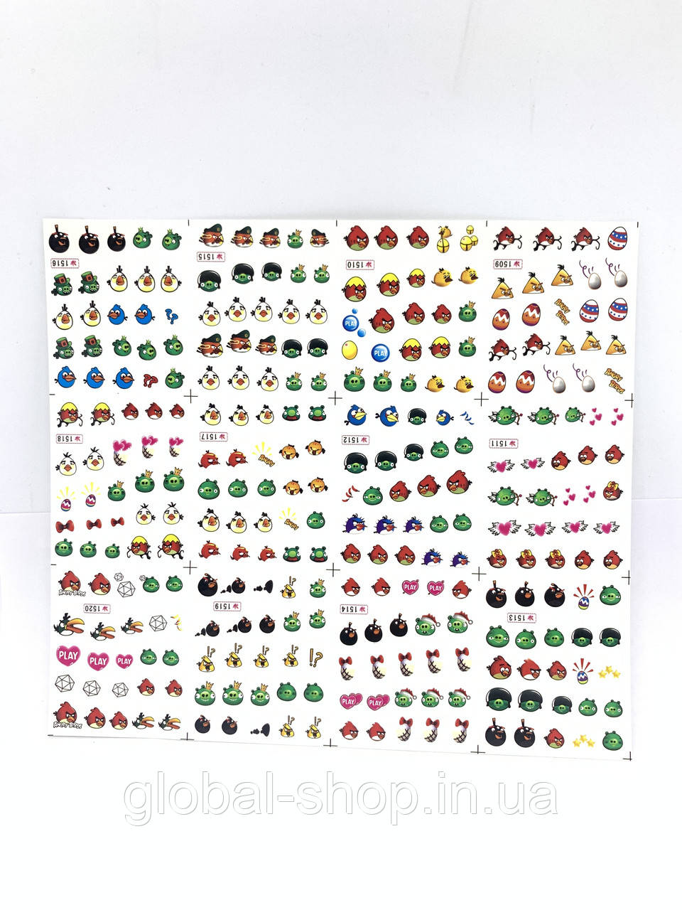 Модні наклейки для нігтів на водній основі "Angry Birds" 1509- 1520, 290 в 1
