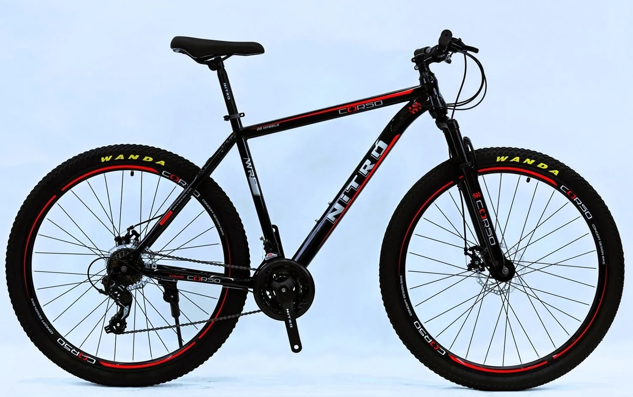 Велосипед гірський спортивний 29" Corso NEW Nitro NT-63500 чорно-червоний на зріст 180-190 см