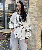 Вишиванка жіноча з орнаментом ESQ 5724, біла вишита блузка в етно стилі