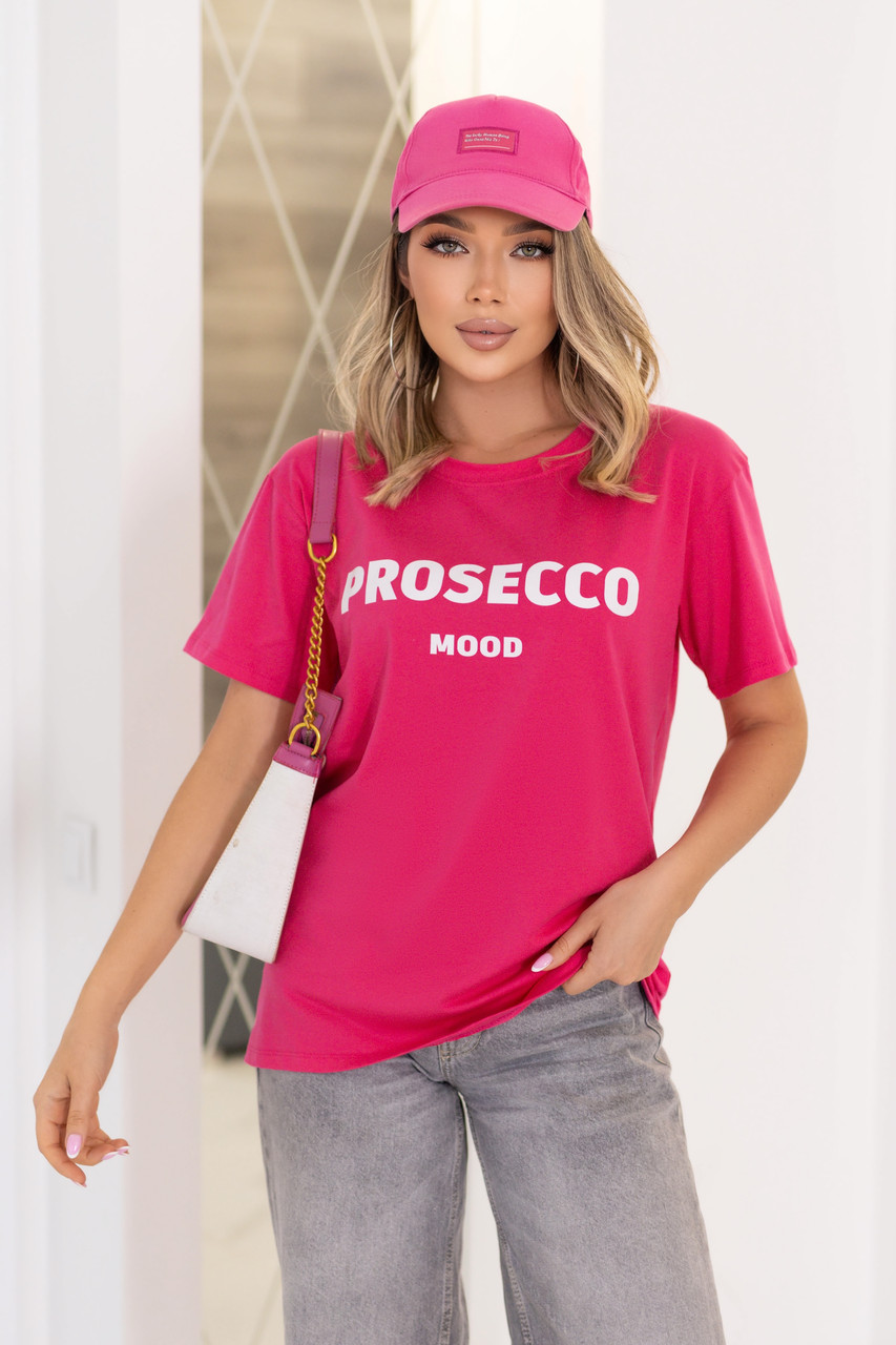 Жіноча малинова футболка з коротким рукавом PROSECCO