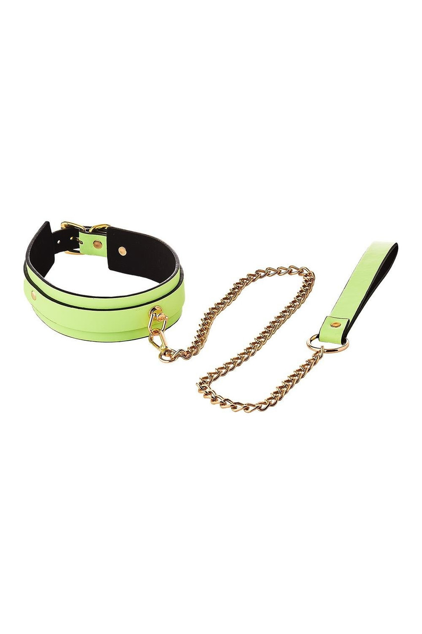 Нашийник з повідцем, що світиться у темряві Dream Toys Radiant Collar & Leash зелений Кітті, фото 1