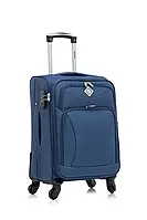 Чемодан на 4х колесах тканинний з телескопічною висувною ручкою дорожній для подорожей Bonro Tourist маленький синій