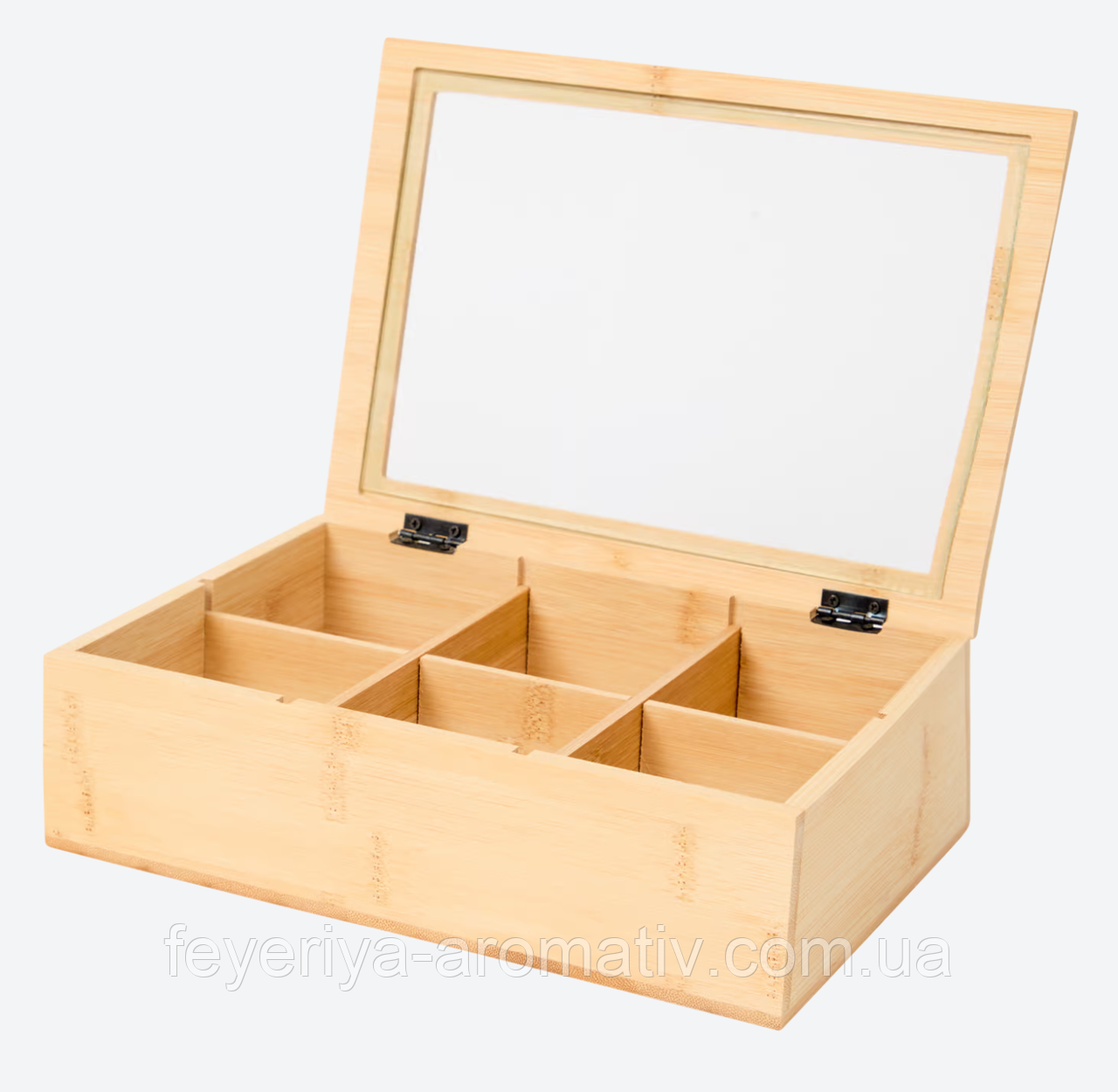 Бамбукова чайна скринька з 6 відділеннями, фото 1
