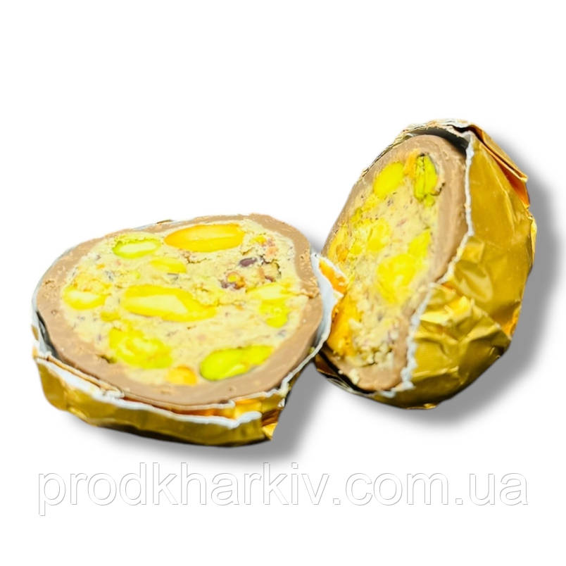 Цукерки преміумкласу Lux Choco з подрібненим мигдалем і фісташкою в молочному шоколаді 2 шт., фото 2