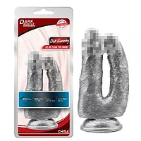 Сріблястий подвійний фалоімітатор на присосці Dick Cumming