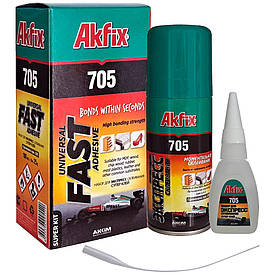 Ціанакрилатний гелевий клей високої в'язкості з активатором Akfix 705 & Activator 25г+100мл