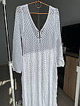 Жіноча біла пляжна туніка ажурного в'язання, фото 3