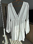 Туніка пляжна сукня біла з V-вирізом, фото 3