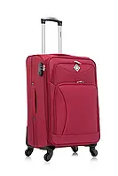 Валіза тканинна на 4-х колесах дорожня для подорожей середня міцна вишнева Bonro Tourist 64х39х26 см