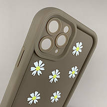 Чохол для Apple iPhone 11 Pro чохол з високими бортами з ромашками на айфон 11 про коричневий q05j, фото 3