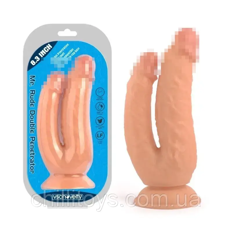 Фалоімітатор з присосками Double Penetrator Flesh Mr. Rude 8.3
