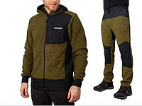 Комплект флісовий з трикотажними вставками оливковий\чорний