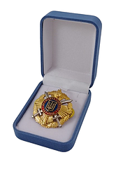 Футляр класичний для нагород медалей монет піктограм сіро-синій оксамитовий 0623