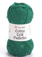 Cotton Gold Paillettes YarnArt-7114 зелений