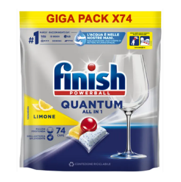 Таблетки для посудомийних машин FINISH Quantum 74 шт., фото 1