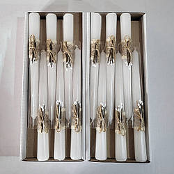 Свічка столова Великодня, конусна, 24 см, біла, 1/12