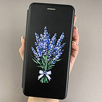 Чохол-книга для Tecno Spark Go 2024 (BG6) книжка з принтом з лавандою на техно спарк го 2024 чорна q07w