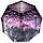 Жіноча парасолька автомат на 9 спиць сатиновий купол з принтом від Frei Regen, фіолетова ручка, 09042-2, фото 6