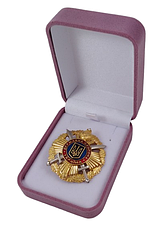 Футляр класичний для нагород медалей монет піктограм рожево-сірий оксамитовий 0623