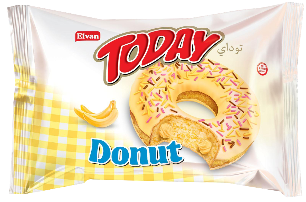 Пончик TODAY з банановою начинкою 50г*24шт ТМ Elvan