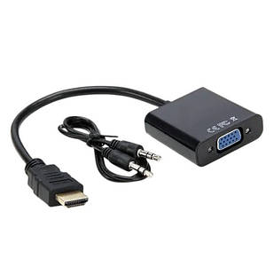 Конвертер HDMI на VGA з audio кабелем Чорний