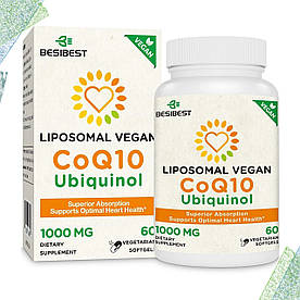 Коензим Besibest Liposomal Vegan CoQ10 Ubiquinol 1000 мг 60 вегетаріанських гелевих капсул