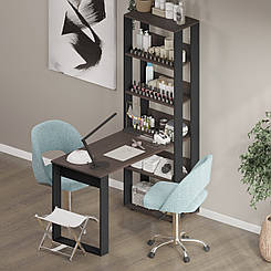 Стіл манікюрний ЛОФТ з полицями 130*58 висота стільниці 75 см. Венге