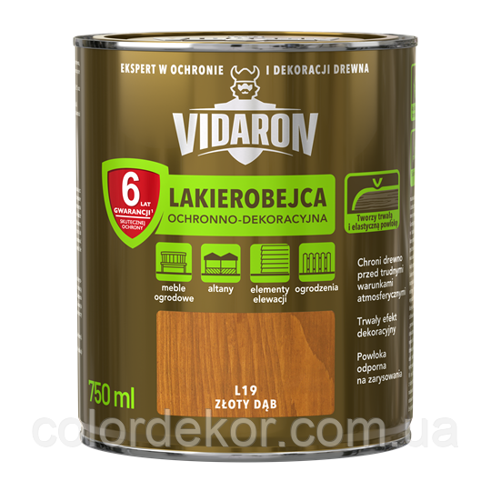 Просочення для дерева з біозахистом VIDARON LAKIEROBEJCA L19 золотий дуб 0,750 л