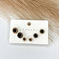 Сережки нержавіюча сталь Stainless Steel Ювелірна біжутерія Набір Рожево-золотисті 10 мм 8 мм 6 мм