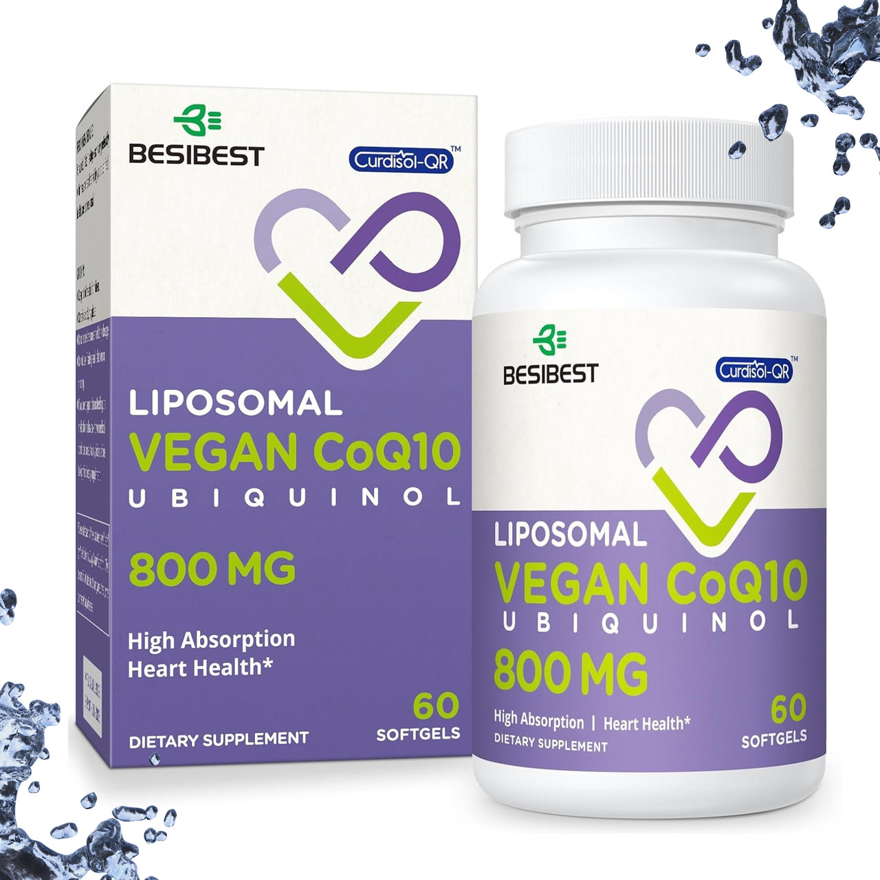 Коензим Besibest Liposomal Vegan CoQ10 Ubiquinol 800 мг 60 вегетаріанських гелевих капсул