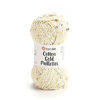 Yarnart COTTON GOLD PAILLETTES (Котон Голд Паєтка) №7103 беж (Пряжа бавовна з паєткою, нитки для в'язання)