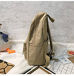 Маленький шкільний рюкзак для дівчинки Молодіжний стильний однотонний бежевий портфель в школу і для студентів підлітків дівчат, фото 3