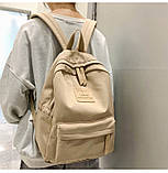 Маленький шкільний рюкзак для дівчинки Молодіжний стильний однотонний бежевий портфель в школу і для студентів підлітків дівчат, фото 7