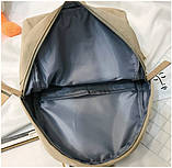 Маленький шкільний рюкзак для дівчинки Молодіжний стильний однотонний бежевий портфель в школу і для студентів підлітків дівчат, фото 8