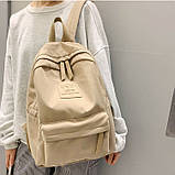 Маленький шкільний рюкзак для дівчинки Молодіжний стильний однотонний бежевий портфель в школу і для студентів підлітків дівчат, фото 6