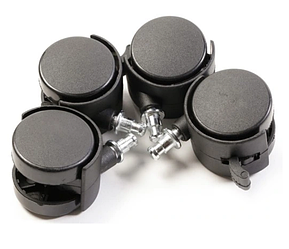 Ролик GTV меблевий FI40 мм зі штифтом і фіксатором + пластикова накладка чорна