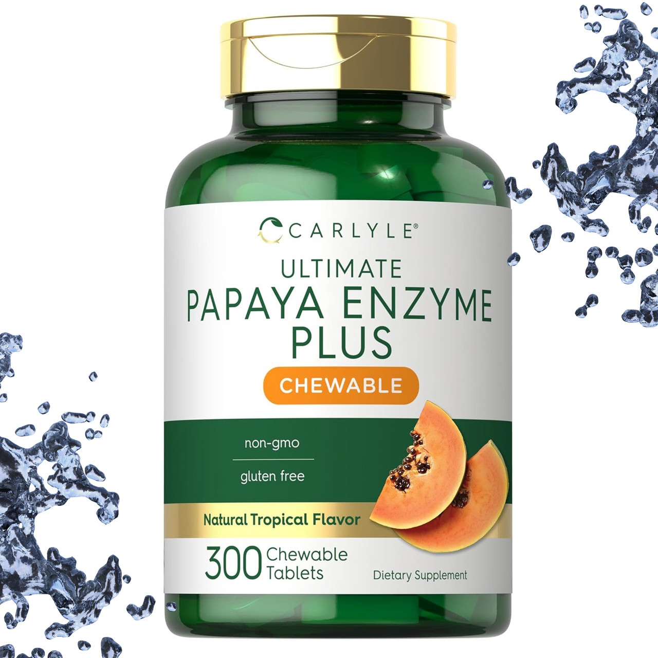Для травлення Carlyle Papaya Enzyme Plus Chewable 300 жувальних таблеток (Ензим з Папайї)