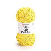 Yarnart COTTON GOLD PAILLETTES (Котон Голд Паєтка) №7106 жовтий (Пряжа бавовна з паєткою, нитки для в'язання)