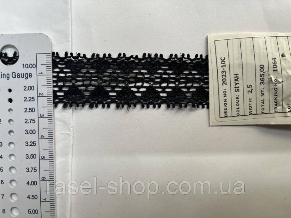 Кружево стрейч Черное №2023 . 2.5см, фото 1