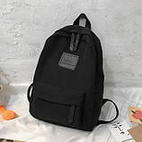 Маленький шкільний рюкзак для дівчинки Молодіжний стильний однотонний чорний портфель в школу і для студента підлітка, фото 2